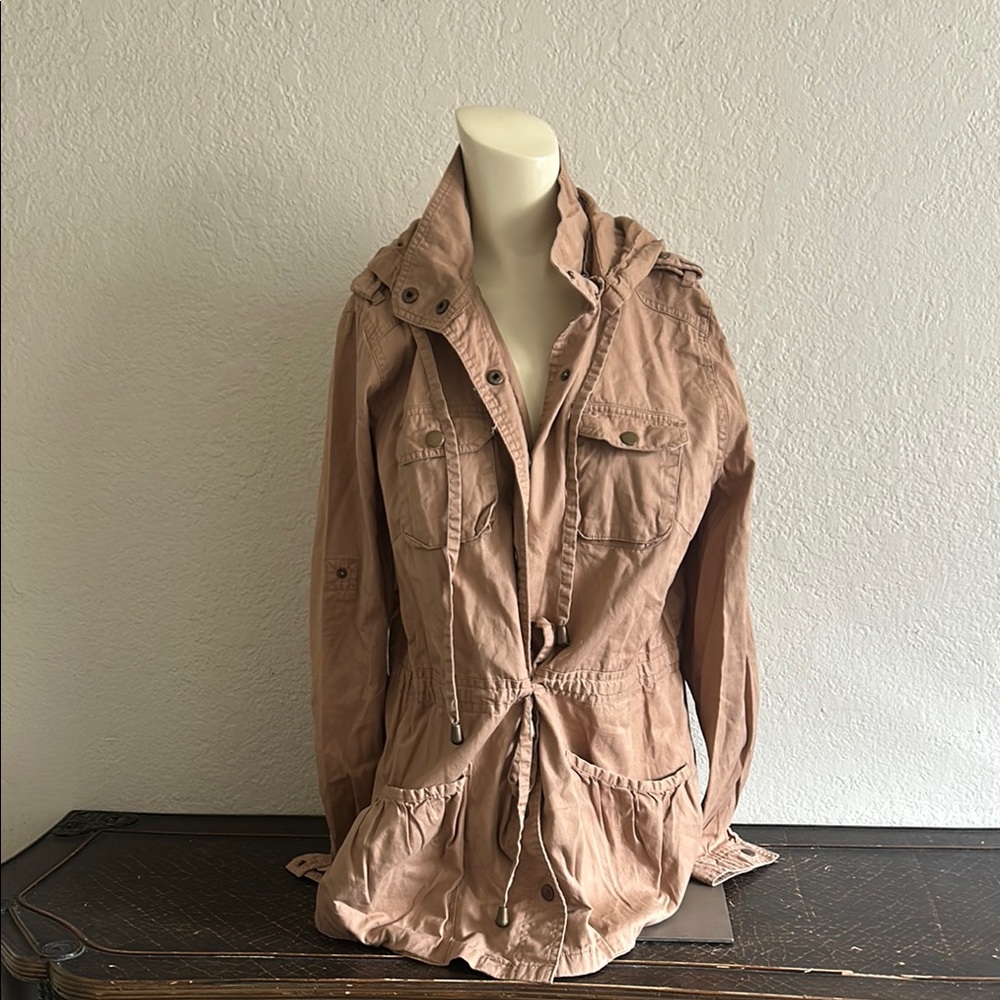 Finesse Tan Utility Jacket with Relaxed Fit and Spread Collar
